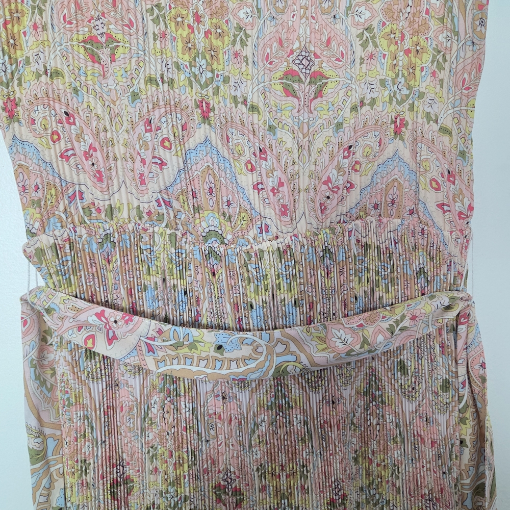 T Tahari Women's Pink Pleated Belted Faux-Wrap Maxi Dress Size M - Picture 4 of 14